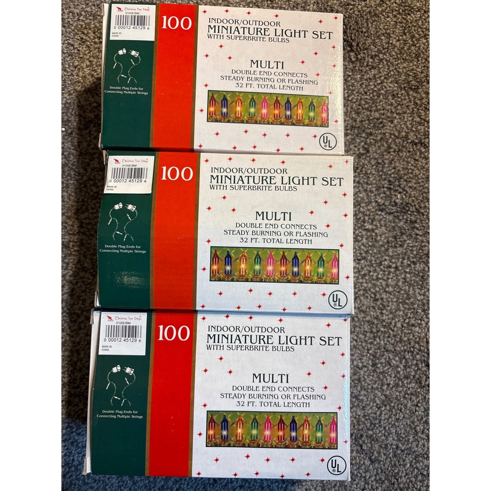 Bundle of 3 Sets of 100 Multi Indoor/Outdoor Miniature Light Set 32 ft‎ New